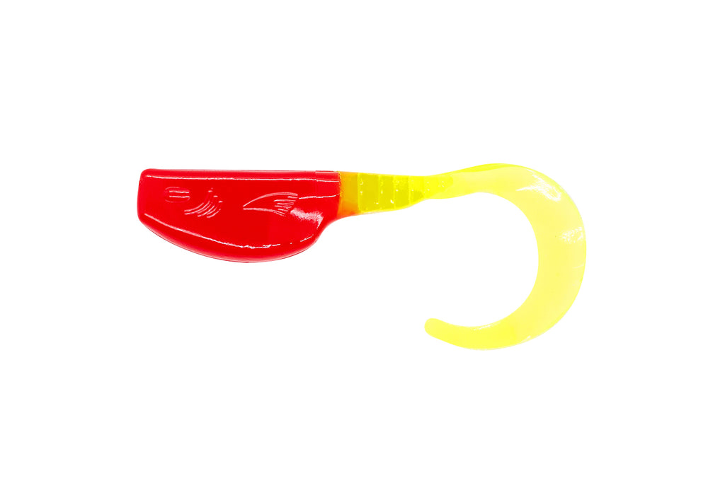 Fin Commander Slab Curly Red/Chartreuse, 12 pc.