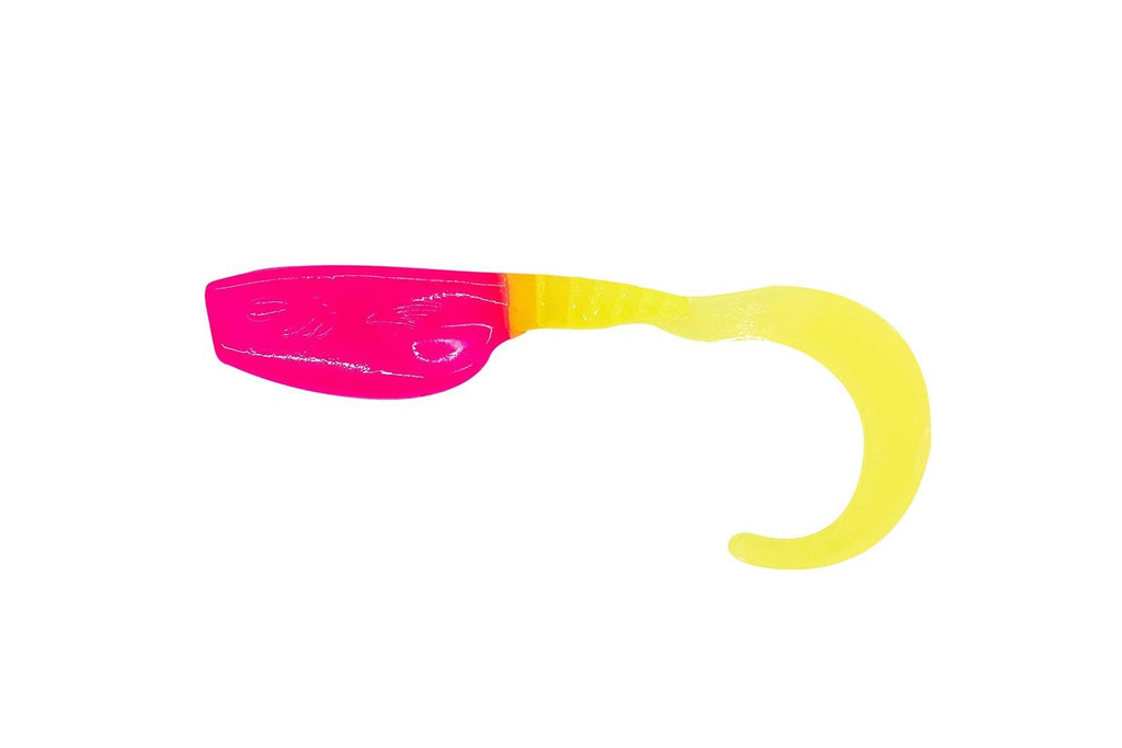 Fin Commander Slab Curly Pink/Chartreuse 12 pack of bait