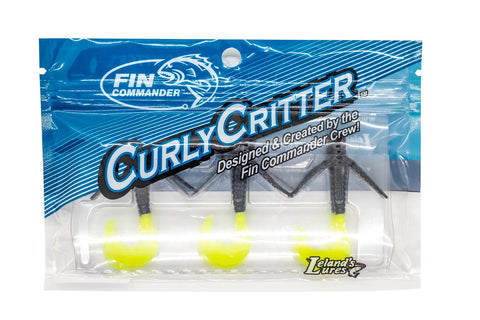Fin Commander Curly Critter Black/Chartreuse, 6 pc.