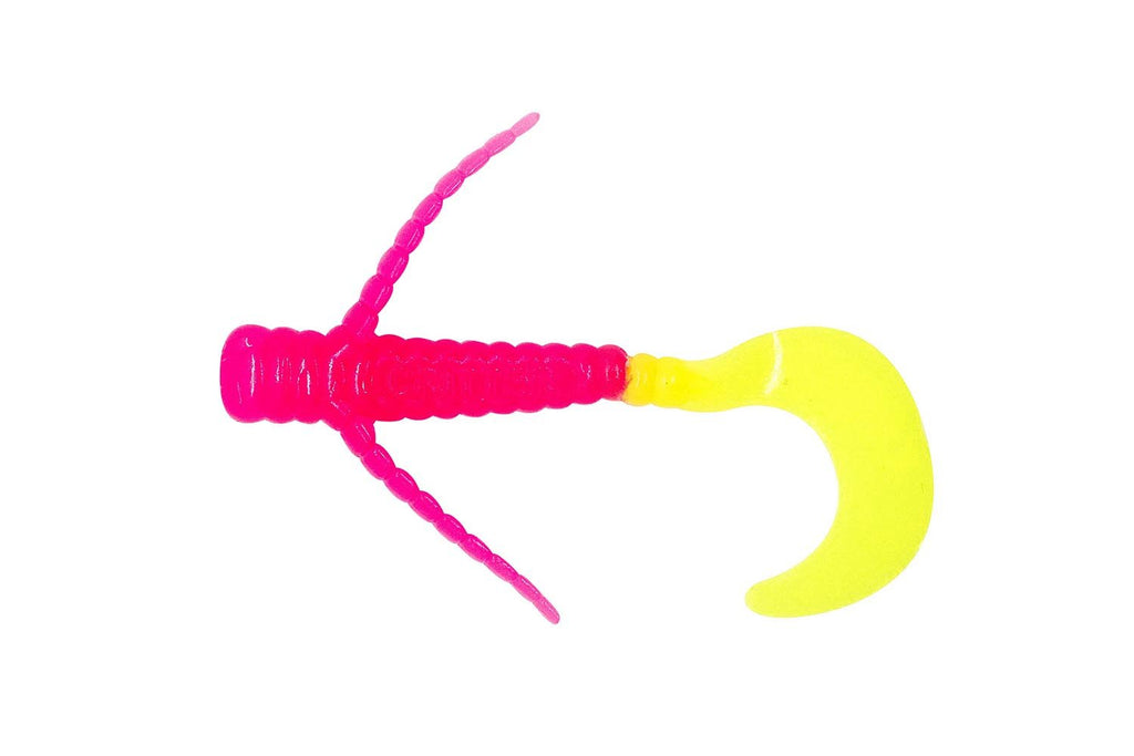 Fin Commander Curly Critter Pink/Chartreuse 12 pack of bait