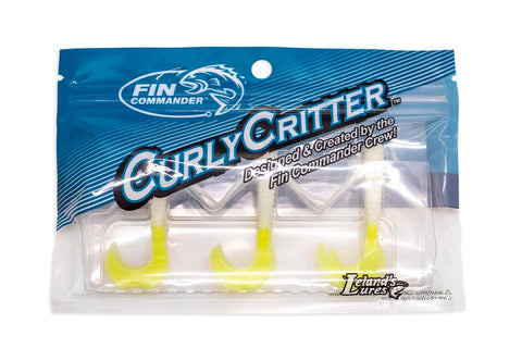 Fin Commander Curly Critter White/Chartreuse, 6 pc.