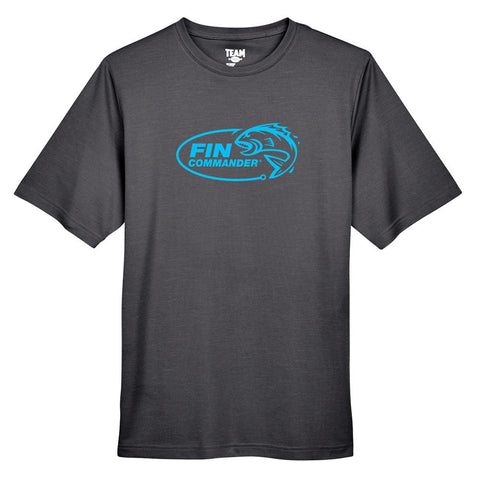 Fin Commander Neon Blue Logo Performance T-Shirt