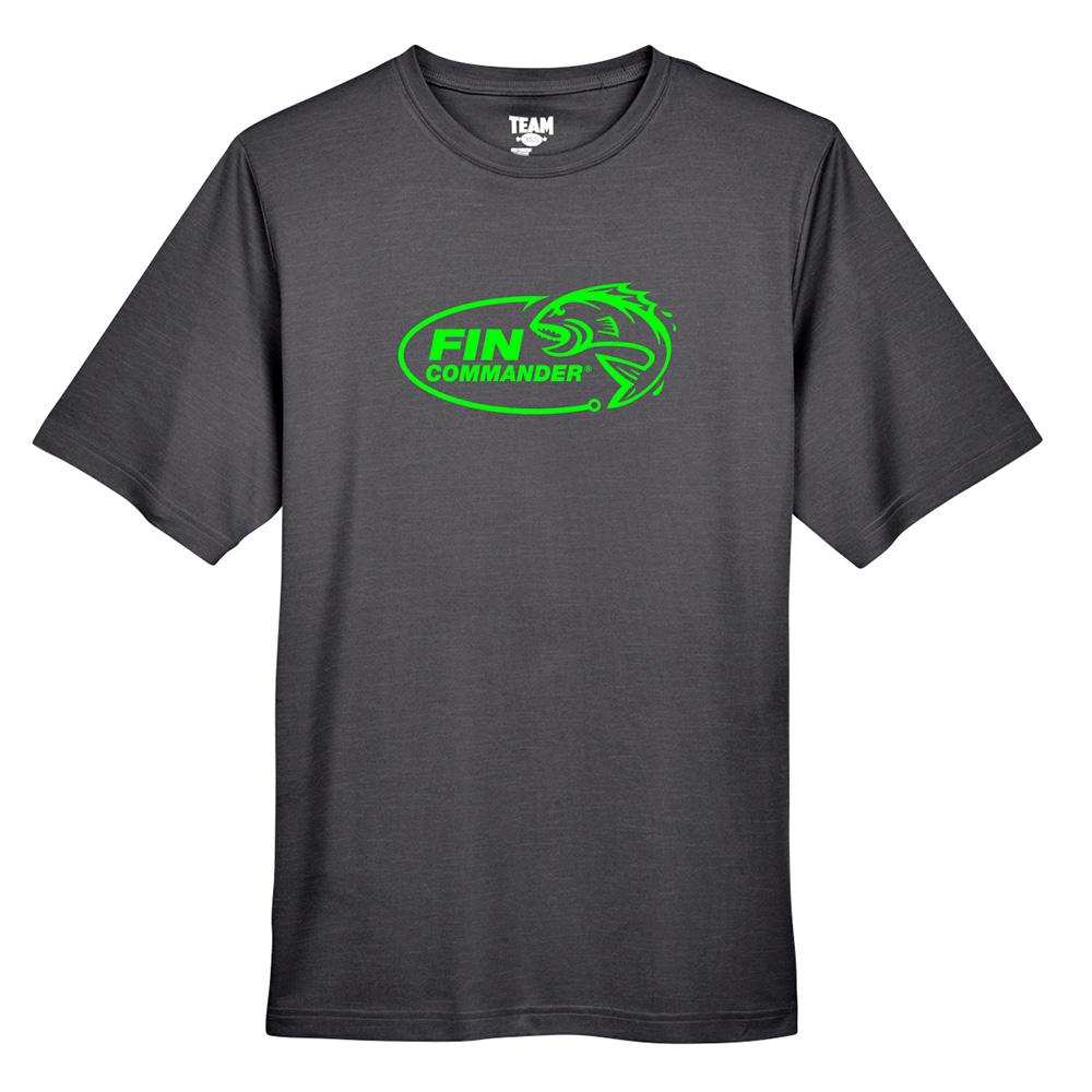 Fin Commander Neon Green Logo Performance T-Shirt