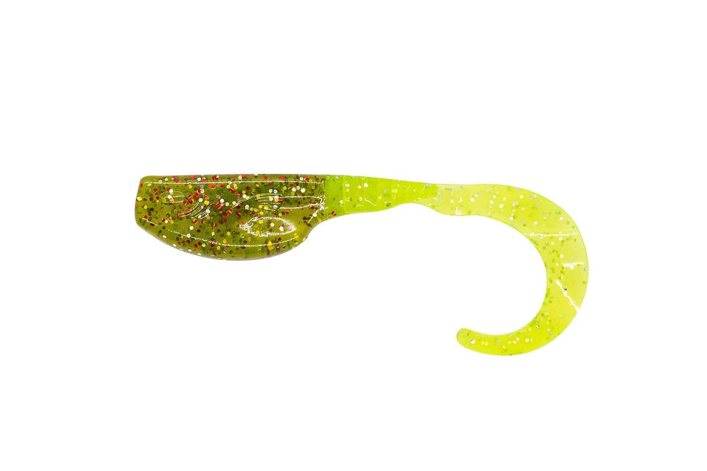 Fin Commander Slab Curly Sardis Gold/Chartreuse 12 pack of bait